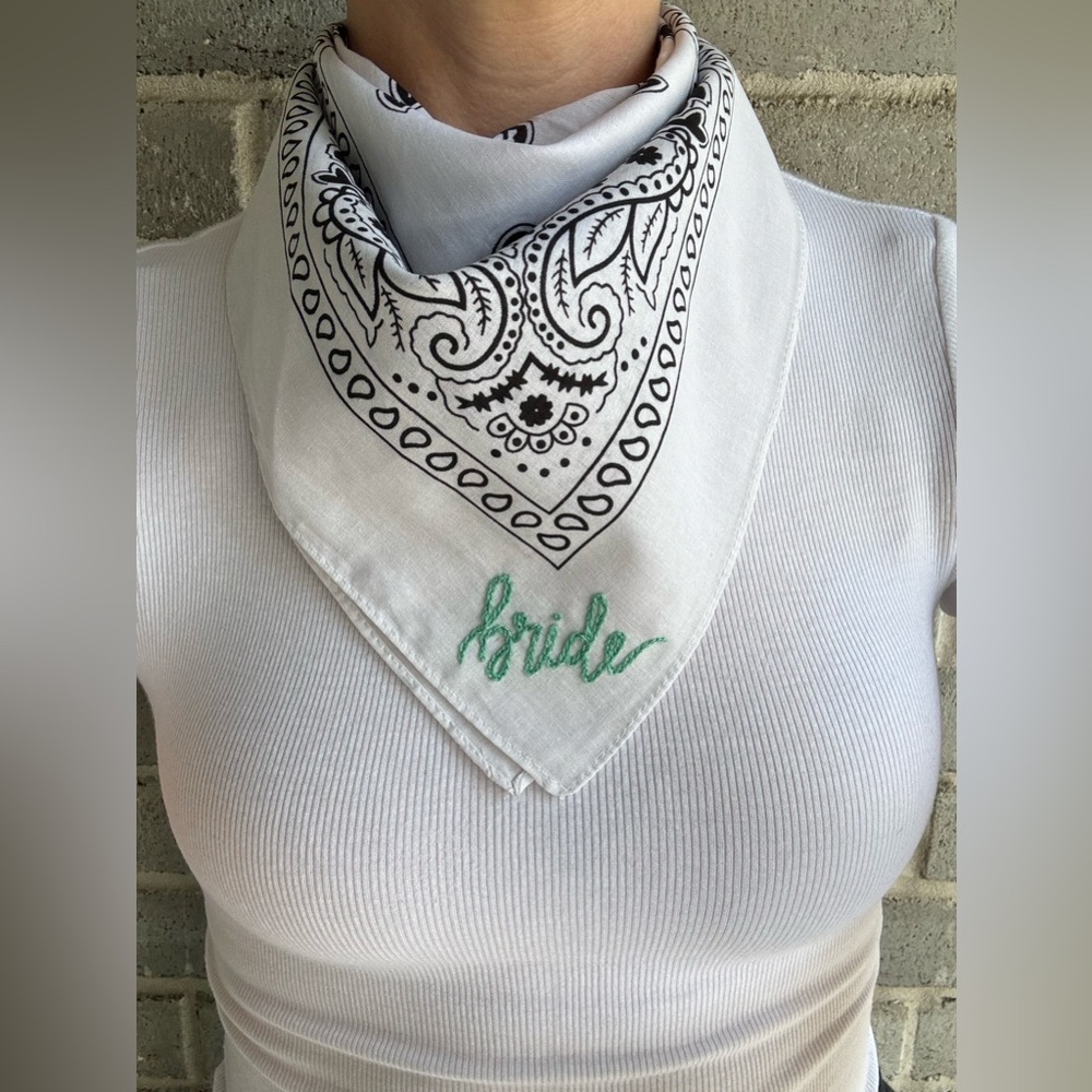 White & Aqua Bride Bandana